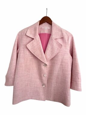 Relaxed Pink Textured Boxy Blazer